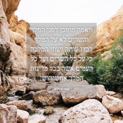 Picture 04 - אסתר 1:16 HEB - ויאמר מומכן לפני המלך - Bible Verse Picture