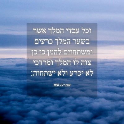 Picture 04 - אסתר 3:2 HEB - וכל עבדי המלך אשר בשער המלך - Bible Verse Picture