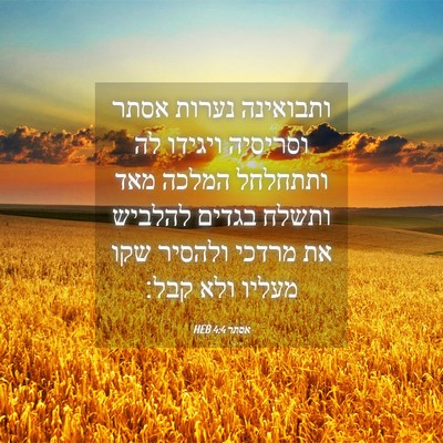 Picture 04 - אסתר 4:4 HEB - ותבואינה נערות אסתר - Bible Verse Picture