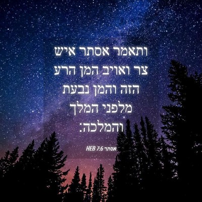 Picture 04 - אסתר 7:6 HEB - ותאמר אסתר איש צר ואויב המן - Bible Verse Picture