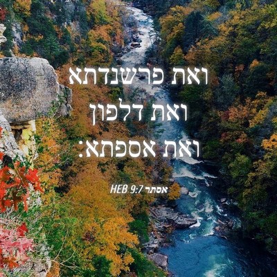 Picture 04 - אסתר 9:7 HEB - ואת פרשנדתא ואת דלפון ואת - Bible Verse Picture