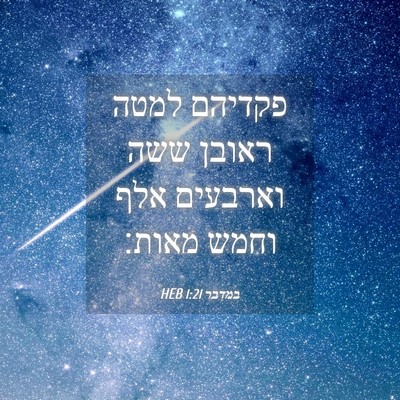Picture 04 - במדבר 1:21 HEB - פקדיהם למטה ראובן ששה - Bible Verse Picture