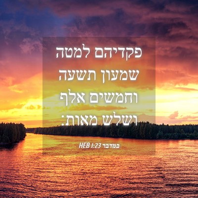 Picture 04 - במדבר 1:23 HEB - פקדיהם למטה שמעון תשעה - Bible Verse Picture