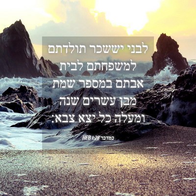 Picture 04 - במדבר 1:28 HEB - לבני יששכר תולדתם למשפחתם - Bible Verse Picture