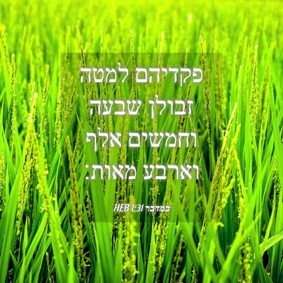 Picture 04 - במדבר 1:31 HEB - פקדיהם למטה זבולן שבעה - Bible Verse Picture