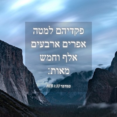 Picture 04 - במדבר 1:33 HEB - פקדיהם למטה אפרים ארבעים - Bible Verse Picture