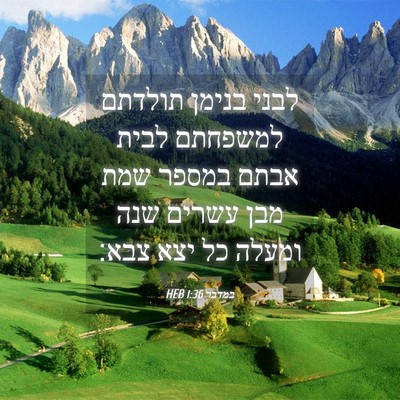 Picture 04 - במדבר 1:36 HEB - לבני בנימן תולדתם למשפחתם - Bible Verse Picture