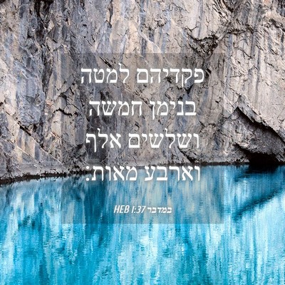 Picture 04 - במדבר 1:37 HEB - פקדיהם למטה בנימן חמשה - Bible Verse Picture