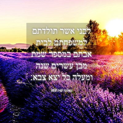 Picture 04 - במדבר 1:40 HEB - לבני אשר תולדתם למשפחתם - Bible Verse Picture