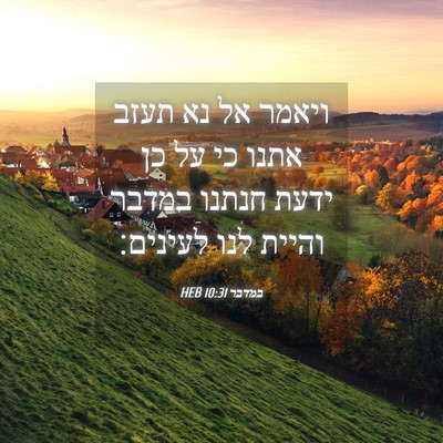 Picture 04 - במדבר 10:31 HEB - ויאמר אל נא תעזב אתנו כי על - Bible Verse Picture