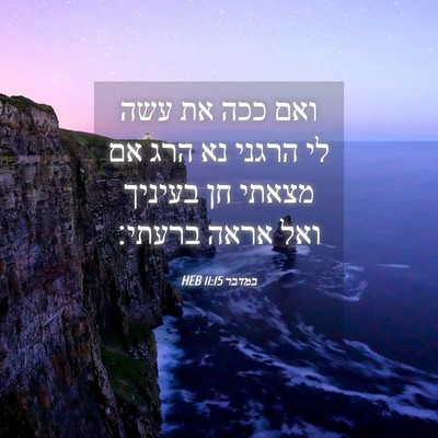 Picture 04 - במדבר 11:15 HEB - ואם ככה את עשה לי הרגני נא - Bible Verse Picture