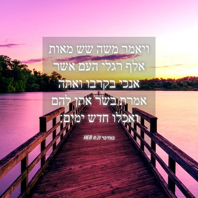 Picture 04 - במדבר 11:21 HEB - ויאמר משה שש מאות אלף רגלי - Bible Verse Picture