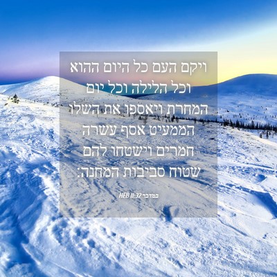 Picture 04 - במדבר 11:32 HEB - ויקם העם כל היום ההוא וכל - Bible Verse Picture