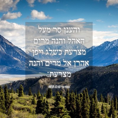 Picture 04 - במדבר 12:10 HEB - והענן סר מעל האהל והנה מרים - Bible Verse Picture