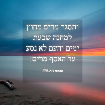 Picture 04 - במדבר 12:15 HEB - ותסגר מרים מחוץ למחנה שבעת - Bible Verse Picture