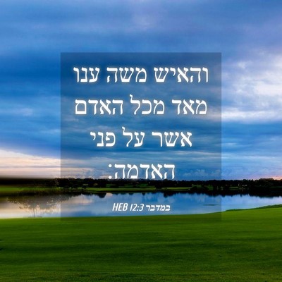 Picture 04 - במדבר 12:3 HEB - והאיש משה ענו מאד מכל האדם - Bible Verse Picture