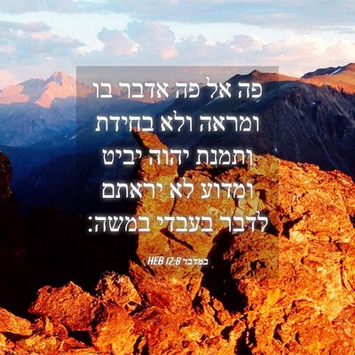 Picture 04 - במדבר 12:8 HEB - פה אל פה אדבר בו ומראה ולא - Bible Verse Picture