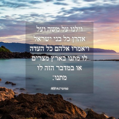 Picture 04 - במדבר 14:2 HEB - וילנו על משה ועל אהרן כל - Bible Verse Picture