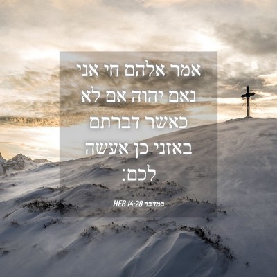 Picture 04 - במדבר 14:28 HEB - אמר אלהם חי אני נאם יהוה אם - Bible Verse Picture
