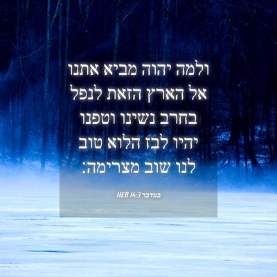 Picture 04 - במדבר 14:3 HEB - ולמה יהוה מביא אתנו אל הארץ - Bible Verse Picture