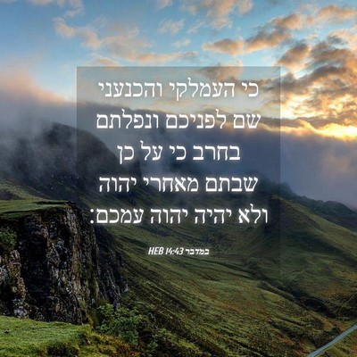 Picture 04 - במדבר 14:43 HEB - כי העמלקי והכנעני שם - Bible Verse Picture