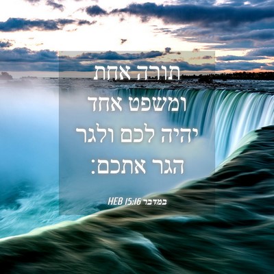 Picture 04 - במדבר 15:16 HEB - תורה אחת ומשפט אחד יהיה לכם - Bible Verse Picture