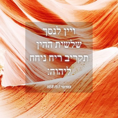 Picture 04 - במדבר 15:7 HEB - ויין לנסך שלשית ההין תקריב - Bible Verse Picture