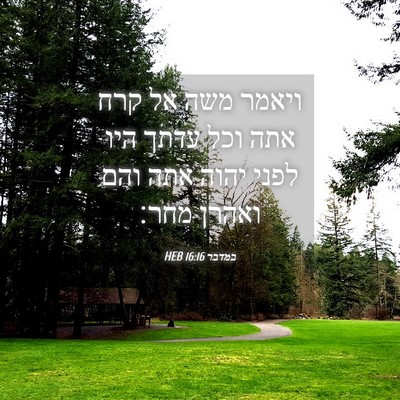 Picture 04 - במדבר 16:16 HEB - ויאמר משה אל קרח אתה וכל - Bible Verse Picture