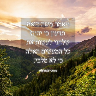 Picture 04 - במדבר 16:28 HEB - ויאמר משה בזאת תדעון כי - Bible Verse Picture