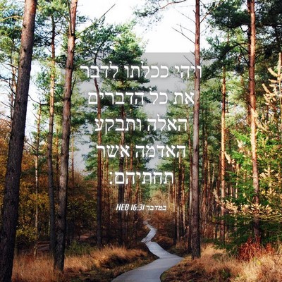 Picture 04 - במדבר 16:31 HEB - ויהי ככלתו לדבר את כל - Bible Verse Picture