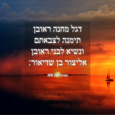 Picture 04 - במדבר 2:10 HEB - דגל מחנה ראובן תימנה - Bible Verse Picture