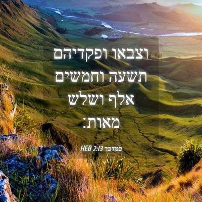 Picture 04 - במדבר 2:13 HEB - וצבאו ופקדיהם תשעה וחמשים - Bible Verse Picture
