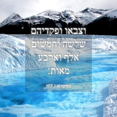 Picture 04 - במדבר 2:30 HEB - וצבאו ופקדיהם שלשה וחמשים - Bible Verse Picture