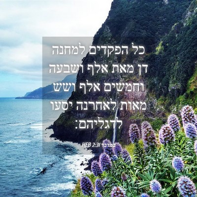 Picture 04 - במדבר 2:31 HEB - כל הפקדים למחנה דן מאת אלף - Bible Verse Picture