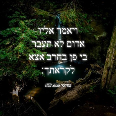 Picture 04 - במדבר 20:18 HEB - ויאמר אליו אדום לא תעבר בי - Bible Verse Picture