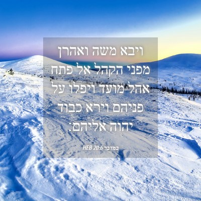 Picture 04 - במדבר 20:6 HEB - ויבא משה ואהרן מפני הקהל אל - Bible Verse Picture