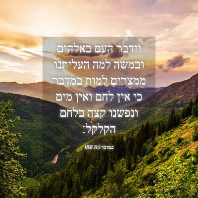 Picture 04 - במדבר 21:5 HEB - וידבר העם באלהים ובמשה למה - Bible Verse Picture