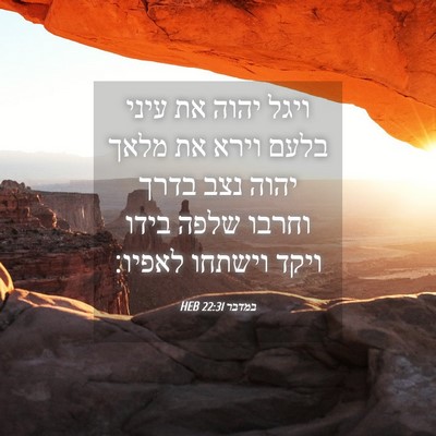 Picture 04 - במדבר 22:31 HEB - ויגל יהוה את עיני בלעם וירא - Bible Verse Picture