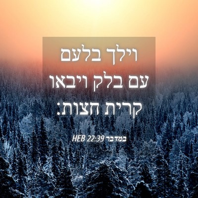 Picture 04 - במדבר 22:39 HEB - וילך בלעם עם בלק ויבאו קרית - Bible Verse Picture