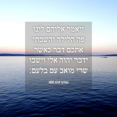 Picture 04 - במדבר 22:8 HEB - ויאמר אליהם לינו פה הלילה - Bible Verse Picture