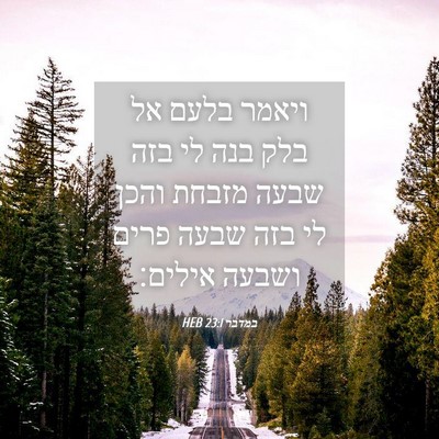 Picture 04 - במדבר 23:1 HEB - ויאמר בלעם אל בלק בנה לי - Bible Verse Picture