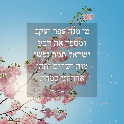 Picture 04 - במדבר 23:10 HEB - מי מנה עפר יעקב ומספר את - Bible Verse Picture