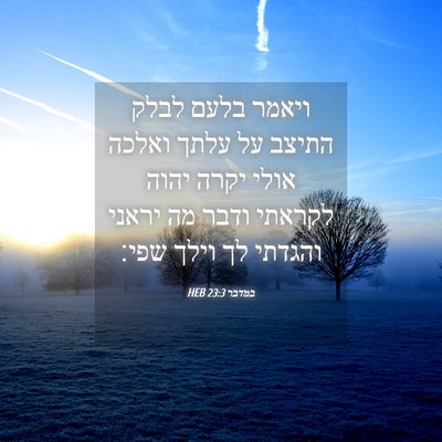 Picture 04 - במדבר 23:3 HEB - ויאמר בלעם לבלק התיצב על - Bible Verse Picture