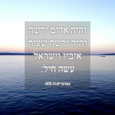 Picture 04 - במדבר 24:18 HEB - והיה אדום ירשה והיה ירשה - Bible Verse Picture
