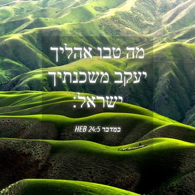 Picture 04 - במדבר 24:5 HEB - מה טבו אהליך יעקב משכנתיך - Bible Verse Picture