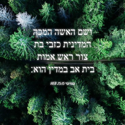 Picture 04 - במדבר 25:15 HEB - ושם האשה המכה המדינית כזבי - Bible Verse Picture