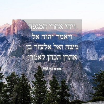 Picture 04 - במדבר 26:1 HEB - ויהי אחרי המגפה ויאמר יהוה - Bible Verse Picture