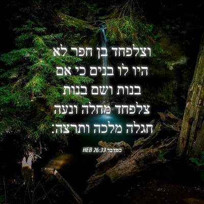 Picture 04 - במדבר 26:33 HEB - וצלפחד בן חפר לא היו לו - Bible Verse Picture
