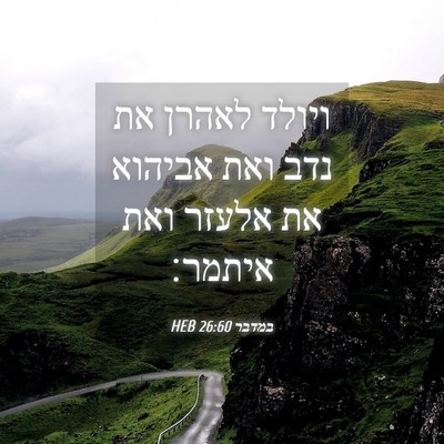 Picture 04 - במדבר 26:60 HEB - ויולד לאהרן את נדב ואת - Bible Verse Picture