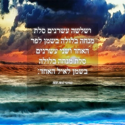 Picture 04 - במדבר 28:12 HEB - ושלשה עשרנים סלת מנחה - Bible Verse Picture